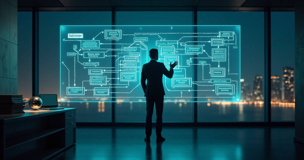 Consultor financeiro analisa fluxos complexos de CDE em painel digital